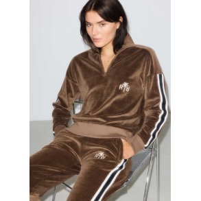 CROSS VELOUR QUARTER ZIP BROWN