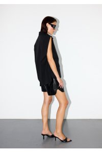 ASHER LEATHER SHORTS BLACK