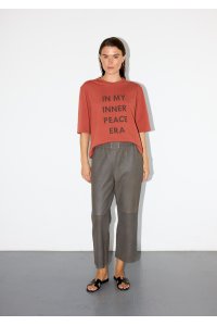 GENNIE TAUPE LEATHER PANTS