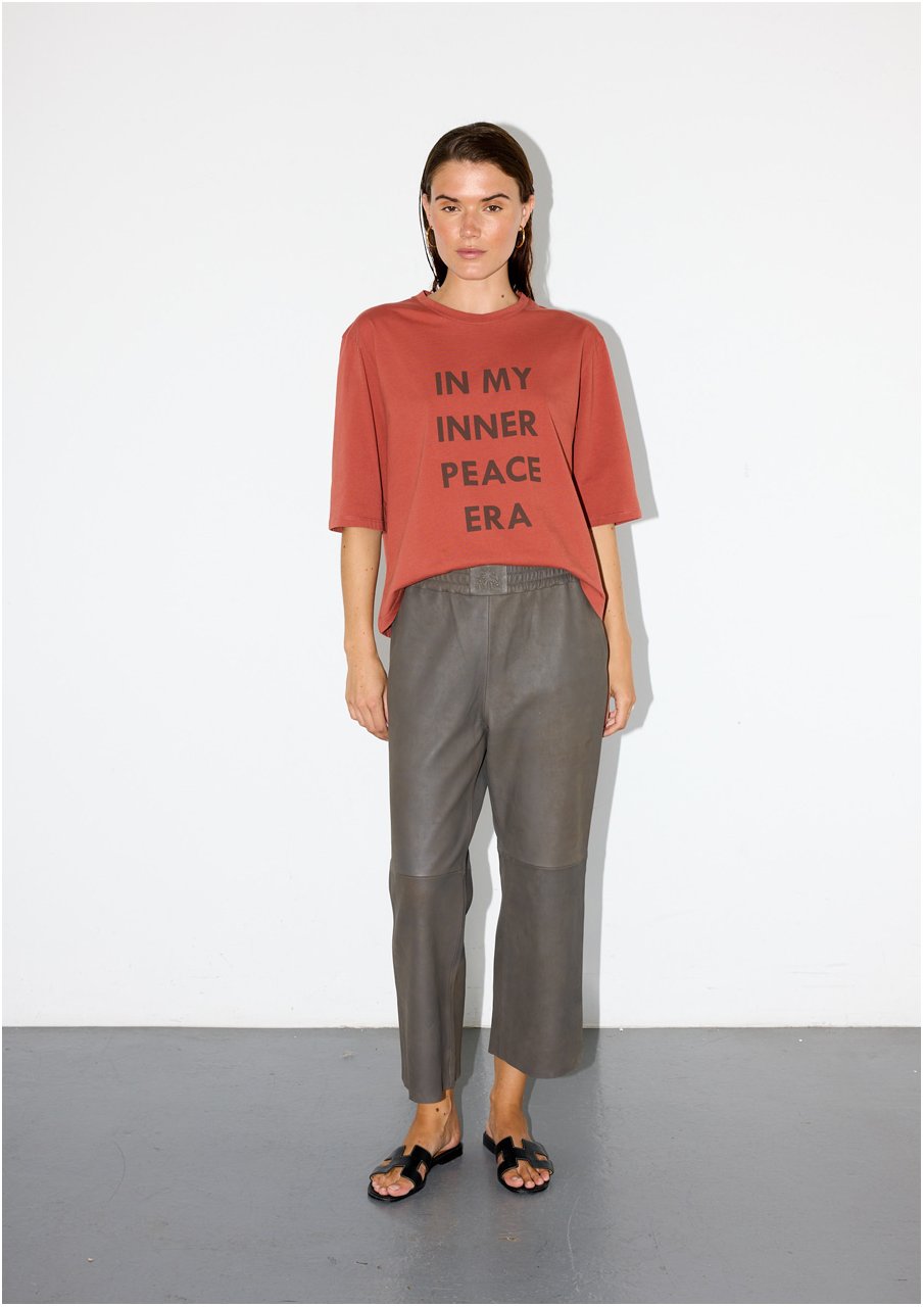 GENNIE TAUPE LEATHER PANTS