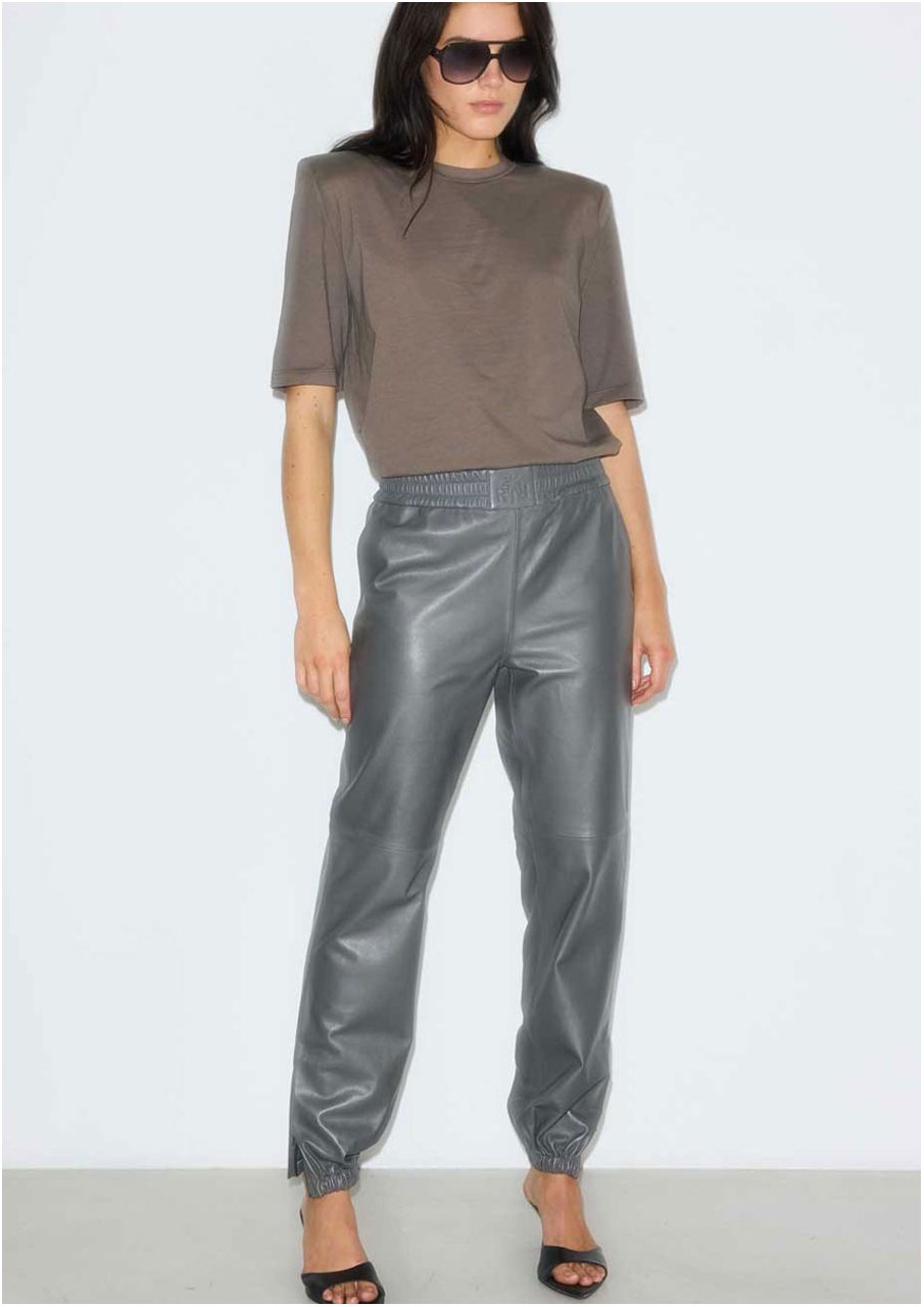 RUBY LEATHER PANTS GREY
