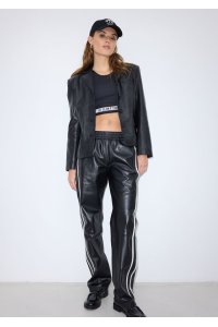 SHERA leather pants white stripe