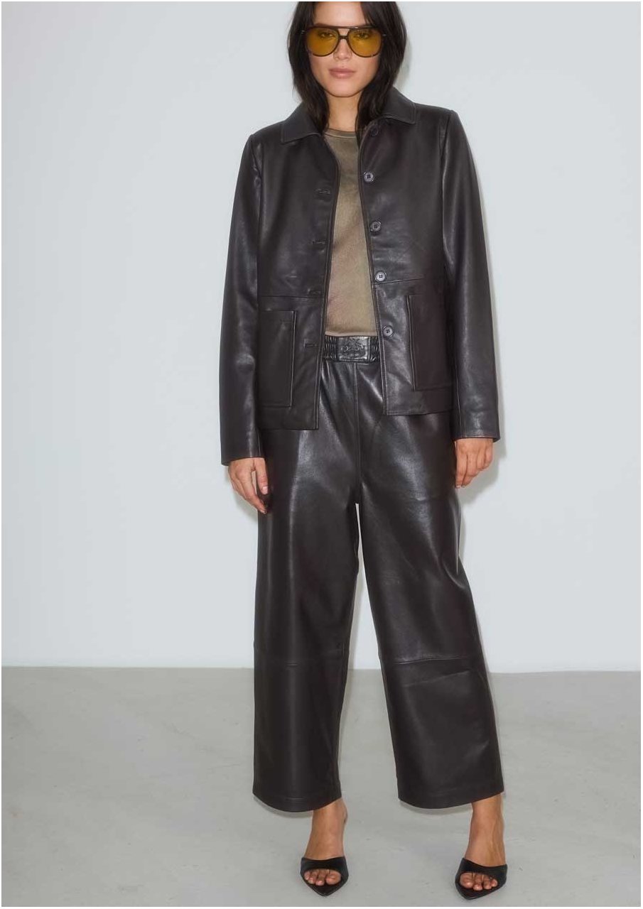 SHIRI LEATHER PANTS BROWN