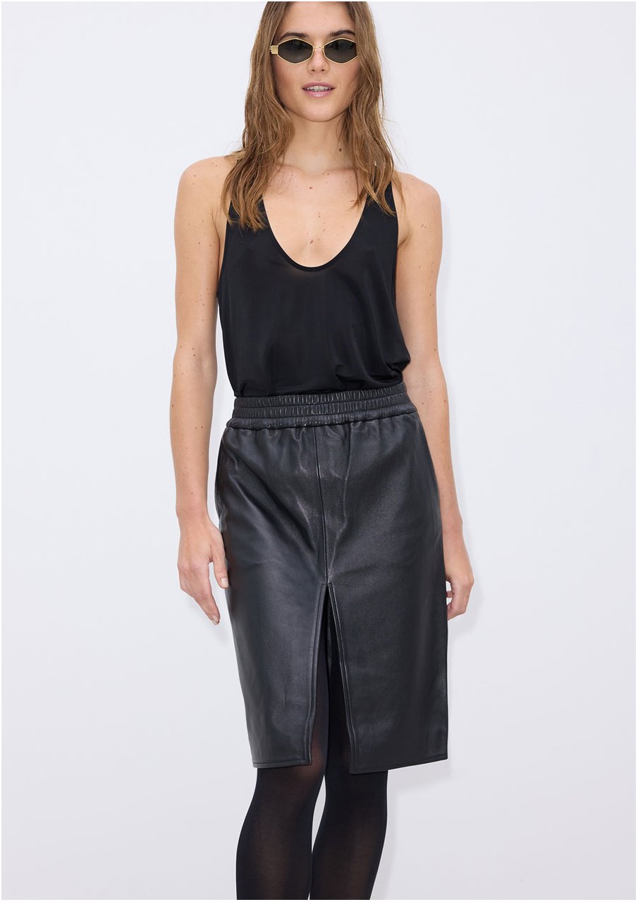 TOMLIN leather skirt black